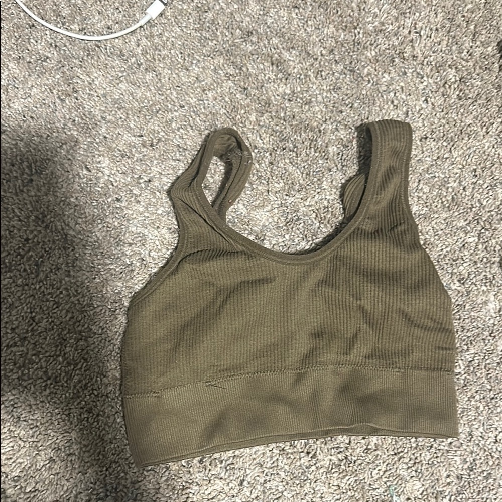Olive Green Ribbed Bralette